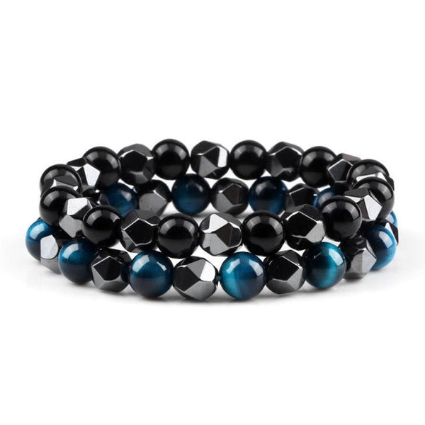 bracelet pierre bleu et noir