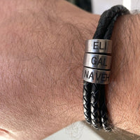 Bracelet cuir homme avec perle prénom