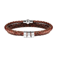 Bracelet homme cuir marron et perles