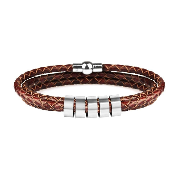 Bracelet marron en cuir pour homme