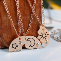Collier Amitié pour 4 (Soleil Etoile Lune Nuage)