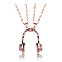 collier musique casque or rose