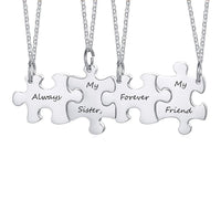 Collier Argent Puzzle pour 4 gravé
