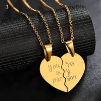 collier coeur en deux parties