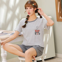 Pyjama femme gris et blanc