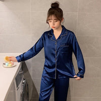 pyjama satin bleu femme