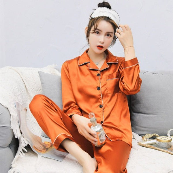 pyjama satin orange