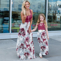 robe longue fleurie bordeaux