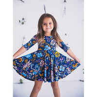robe fillette bleu marine