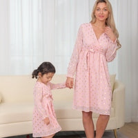robe rose pois doré