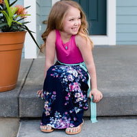 robe fille rose fushia bleu
