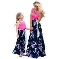 Robe Longue Bleu et Rose