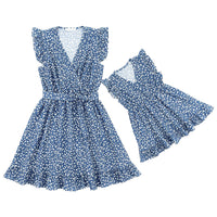 robe bleu ciel pois blancs