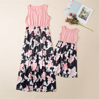 robe longue fleurie été rose