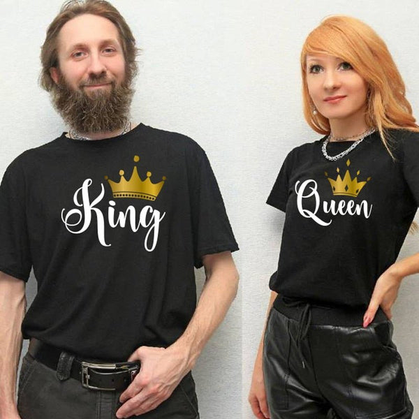 T-shirt king queen couronne