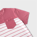 Tee shirt rayé rose et blanc
